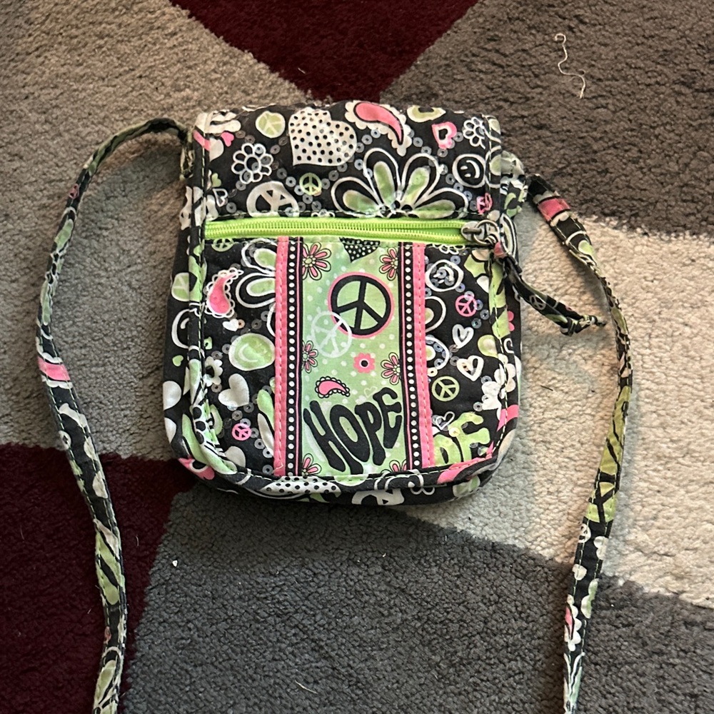 Justice Black and Green Patterned Crossbody Bag